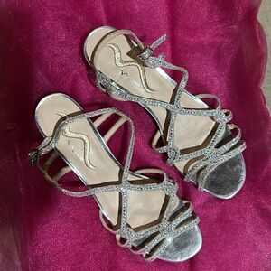 Nina silver wedge sandals
